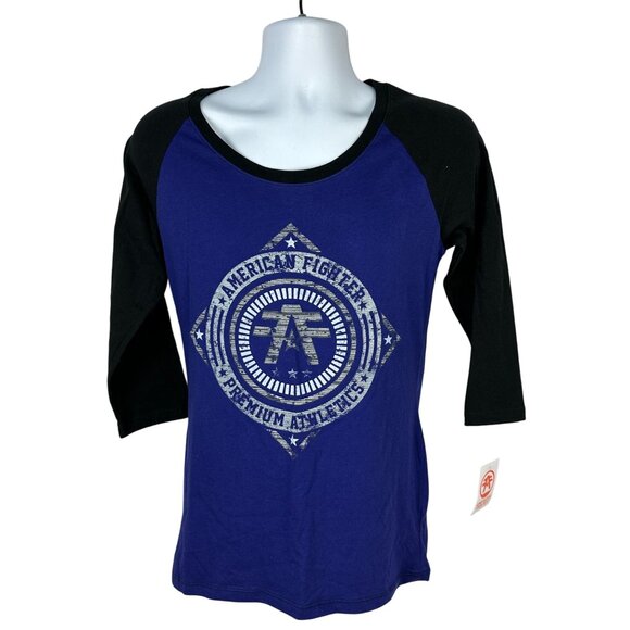 American Fighter Blue & Black 3/4 Sleeve Raglan Premium Athletic Shirt Size L - Picture 1 of 6